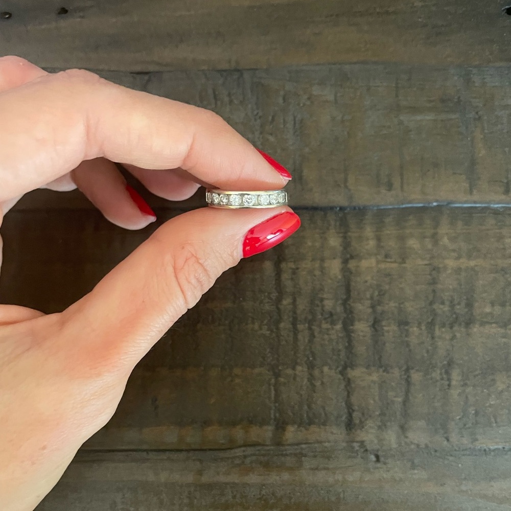 Wedding Band 14k white gold with small diamonds